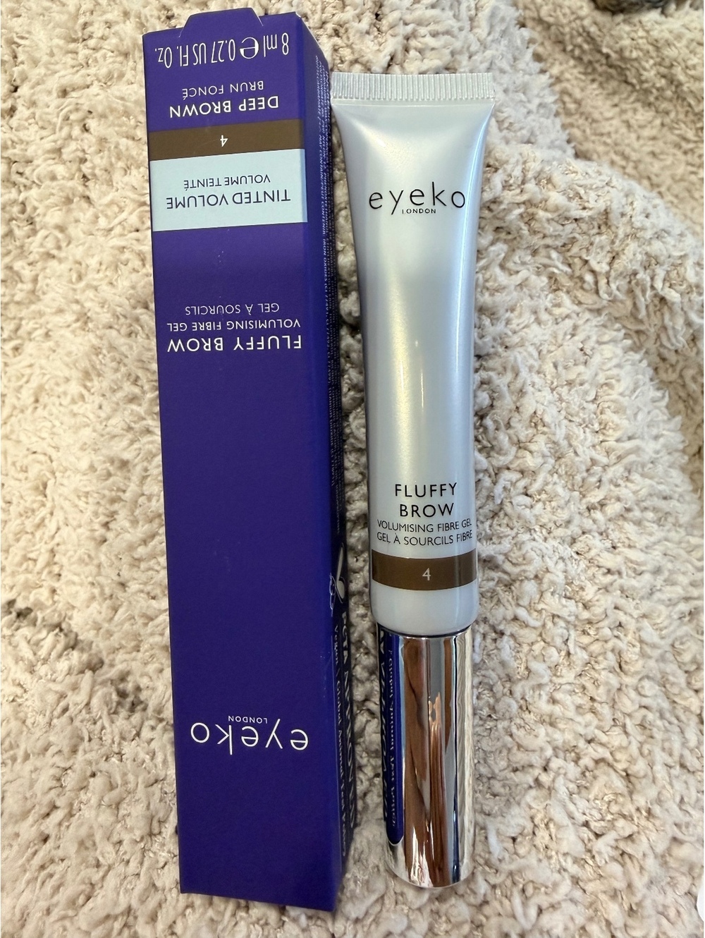 Eyeko London Fluffy Brow Volumising Fibre Gel, Tinted Volume, Deep Brown 8ml